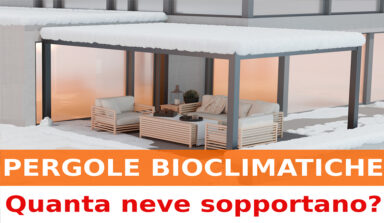 pergola bioclimatica a lamelle apertura motorizzata impianto led carico neve che sopportano